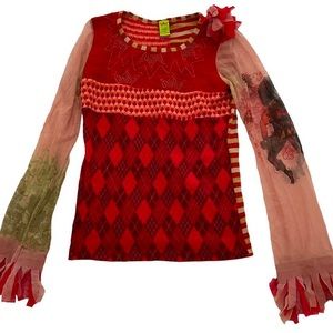 Save the queen argyle long sleeve top